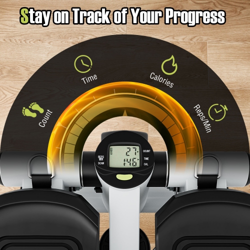 Goplus Mini Stepper for Exercise at Home with Resistance Bands Adjustable Height Black/White