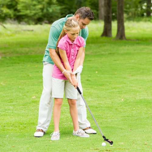 Putter de maillet Junior de 30 po d'Ultimate pour enfants avec tige en acier inoxydable et couverture bleu/rose