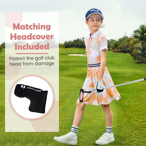 Putter de maillet Junior de 30 po d'Ultimate pour enfants avec tige en acier inoxydable et couverture bleu/rose