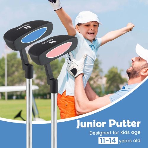 Putter de maillet Junior de 30 po d'Ultimate pour enfants avec tige en acier inoxydable et couverture bleu/rose