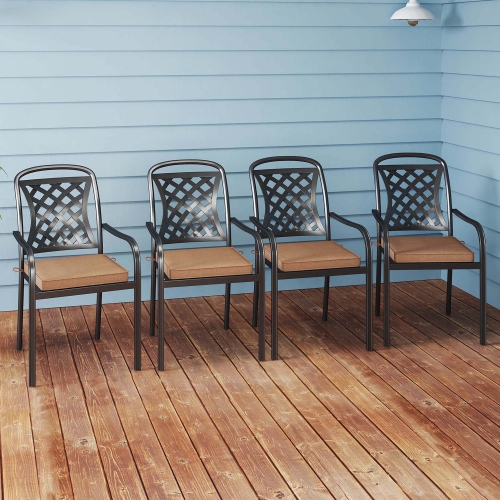 Costway Outdoor Chair Cushion Set of 2/4/6 Waterproof Fade-Resistant Olefin Seat Cushions Brown/Navy/Gray/Black