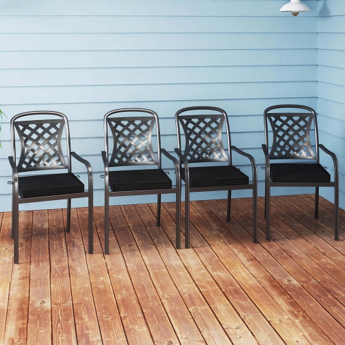 Costway Outdoor Chair Cushion Set of 2/4/6 Waterproof Fade-Resistant Olefin Seat Cushions Brown/Navy/Gray/Black