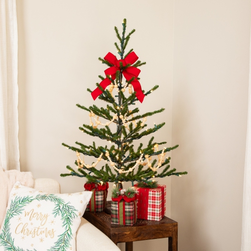 NORTHLIGHT  Alpine Artificial Christmas Tree With Metal Base - 3' - Clear Lights In Coral