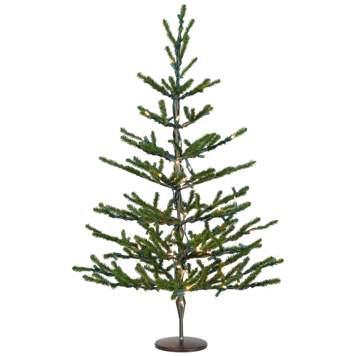 Alpine Coral Artificial Christmas Tree with Metal Base - 3' - Clear Lights