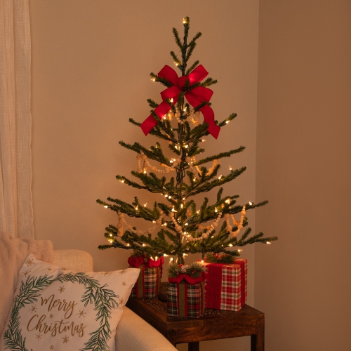 Alpine Coral Artificial Christmas Tree with Metal Base - 3' - Clear Lights