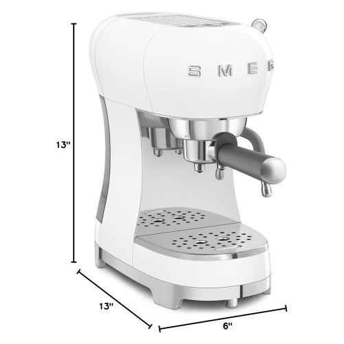 Open Box- Smeg ECF02WHUS 50's Style Manual Espresso Machine with 15 Bar Pressure -White