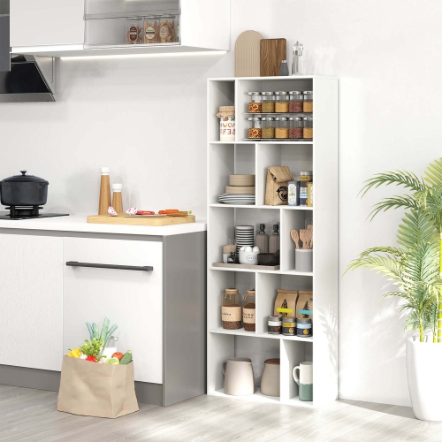 Costway 1/2 PCS 63" Tall Floor Standing Open Bookshelf with 10 Cubbies 5 Back Anti-falling Panels