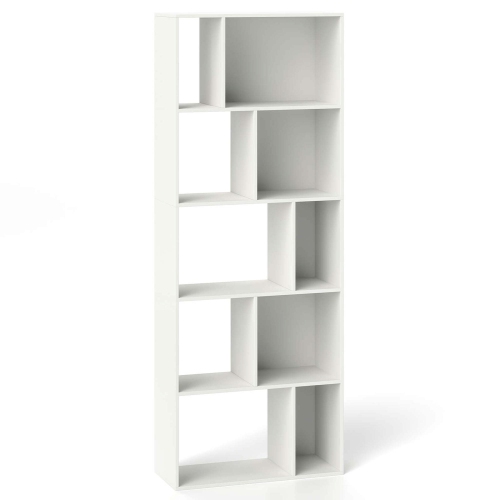 Costway 1/2 PCS 63" Tall Floor Standing Open Bookshelf with 10 Cubbies 5 Back Anti-falling Panels