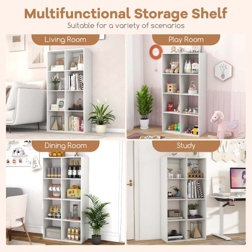 Costway 4/6/8/9-Cube Open Bookshelf with Anti-tip Kits Home Modern Style Storage Shelf for Study