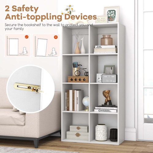 Costway 4/6/8/9-Cube Open Bookshelf with Anti-tip Kits Home Modern Style Storage Shelf for Study