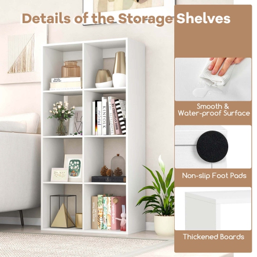 Costway 4/6/8/9-Cube Open Bookshelf with Anti-tip Kits Home Modern Style Storage Shelf for Study