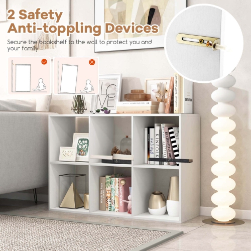 Costway 4/6/8/9-Cube Open Bookshelf with Anti-tip Kits Home Modern Style Storage Shelf for Study