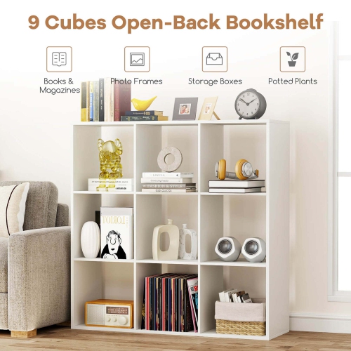 Costway 4/6/8/9-Cube Open Bookshelf with Anti-tip Kits Home Modern Style Storage Shelf for Study