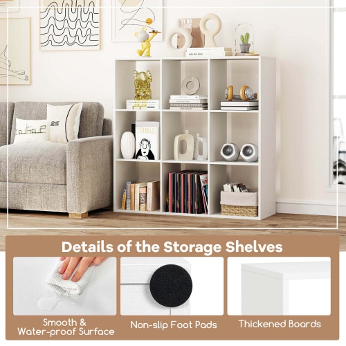 Costway 4/6/8/9-Cube Open Bookshelf with Anti-tip Kits Home Modern Style Storage Shelf for Study