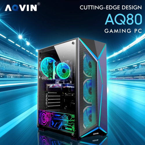 Ordinateur de jeu tour AQVIN-AQ80 - Processeur Core i7 d'Intel jusqu'à 4,60 GHz | Mémoire vive DDR4 d'32 Go | SSD d'1 To | Carte