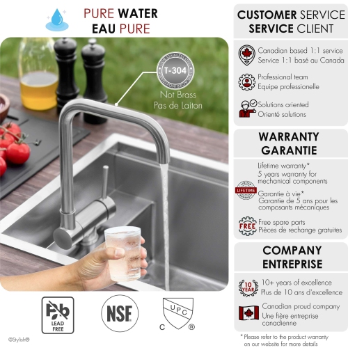 Single Handle Brushed Stainless Steel Foldable Kitchen Faucet