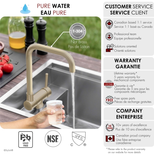 Single Handle Brushed Gold Foldable Kitchen Faucet