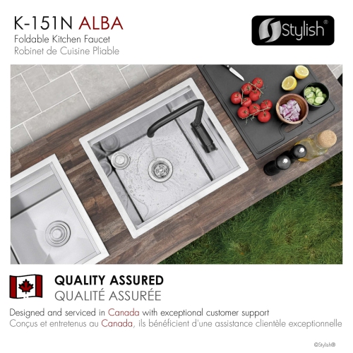 Single Handle Matte Black Foldable Kitchen Faucet