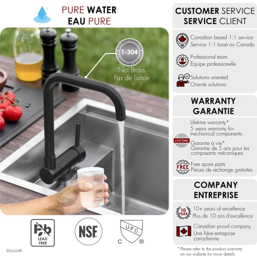 Single Handle Matte Black Foldable Kitchen Faucet