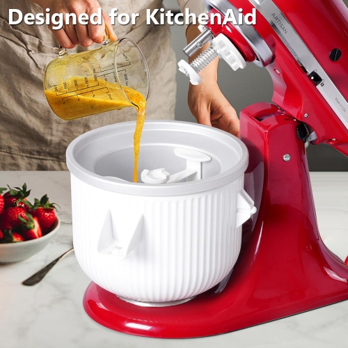Accessoire de crème glacée de LETOMS pour KitchenAid – Machine à desserts glacés de 2 pintes pour crème glacée, sorbet et gelato – Convient aux