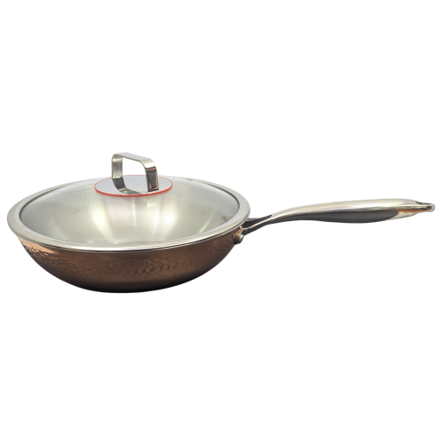 Verka 3-Ply Stainless Steel Copper Hammered Wok, 28cm