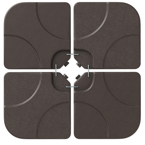 Costway 20" Patio Offset Umbrella Base Stand Water Filled Base Weights Sand Plate Set Brown/Black