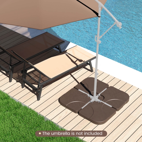 Costway 20" Patio Offset Umbrella Base Stand Water Filled Base Weights Sand Plate Set Brown/Black