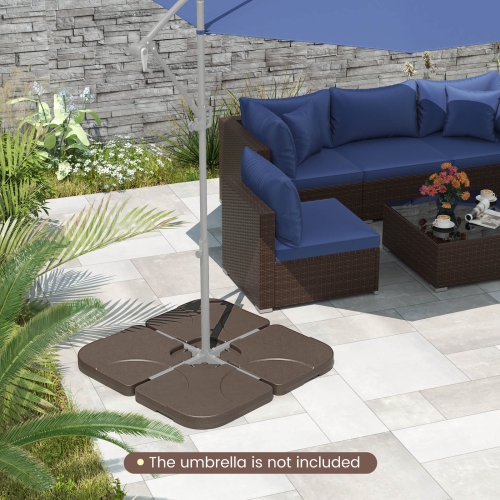 Costway 20" Patio Offset Umbrella Base Stand Water Filled Base Weights Sand Plate Set Brown/Black