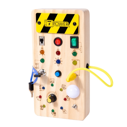 MYACUC  Montessori Busy Board, Wooden Sensory Toy, Switch Circuit Board Toy – for 1-5 Years Old Boys And Girls Birthday Gift