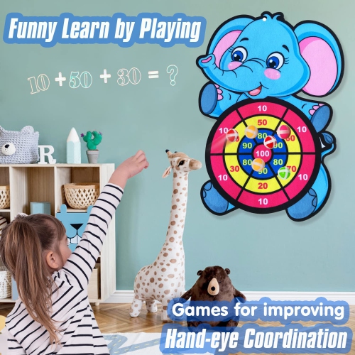 Sticky Ball Throwing Game: Dart Board with 3 Sticky Balls, Indoor and Outdoor Sports Activities, Birthday and Holiday Gifts