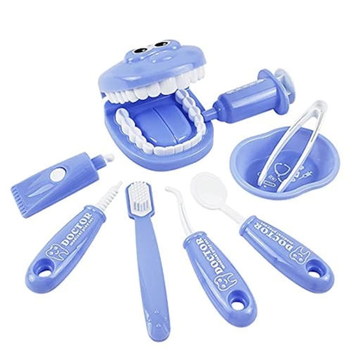 9-Piece Plastic Dentist Toy Set, Dental Medical Kit Role Play Toy – Hygiene Habit Forming Game, Boys’ and Girls’ Gift