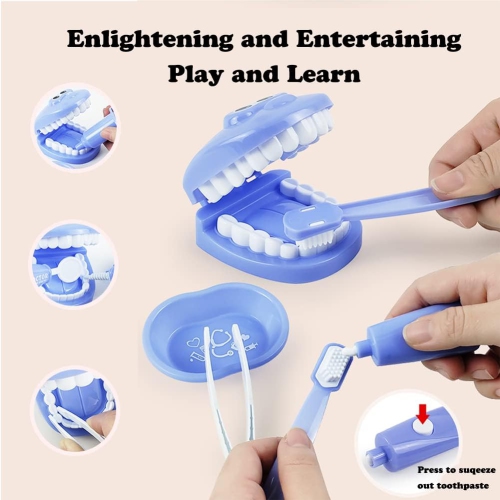 9-Piece Plastic Dentist Toy Set, Dental Medical Kit Role Play Toy – Hygiene Habit Forming Game, Boys’ and Girls’ Gift