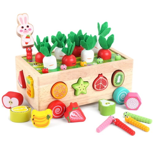 MYACUC  Montessori Wooden Educational Toys, Shape Sorting Toys – Birthday Gifts for 1-3 Year Old Boys And Girls