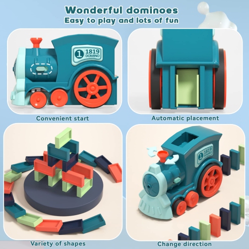 Train jouet Domino&nbsp;: Jouets Montessori, cadeaux de Noël, cadeaux d'anniversaire pour garçons et filles