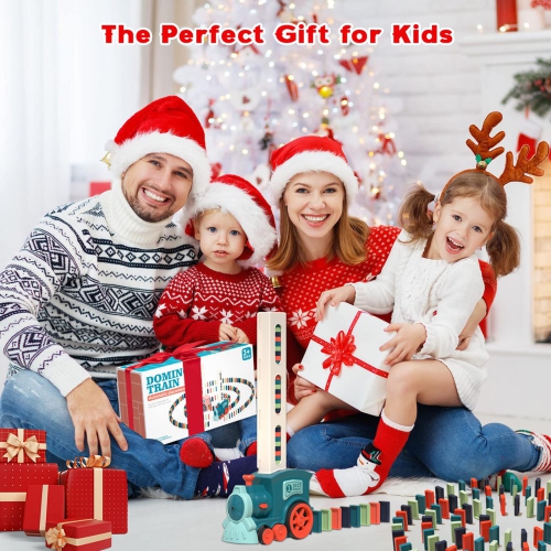 Train jouet Domino&nbsp;: Jouets Montessori, cadeaux de Noël, cadeaux d'anniversaire pour garçons et filles