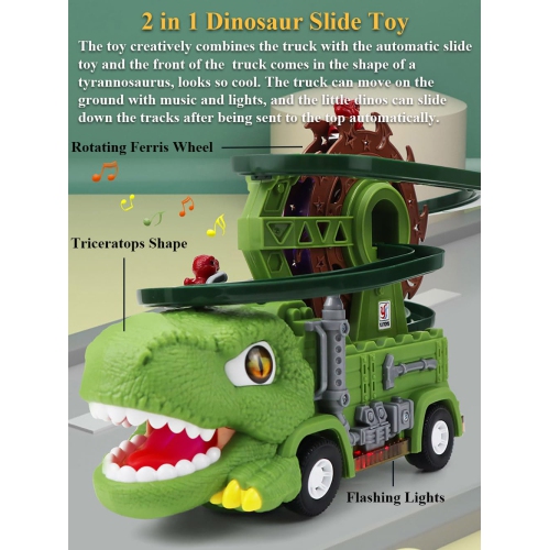 Dinosaur Slide Toy Set: Ferris Wheel Track Toy, Educational Toys for Boys and Girls, Holiday and Birthday Gifts