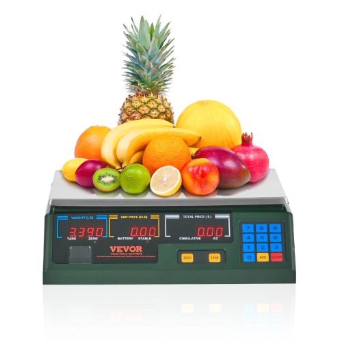 VEVOR Electronic Price Computing Scale, 66 LB Digital Deli Weight Scales, LED Digital Commercial Food Fruit Meat Produce Counting Weight, for Retail