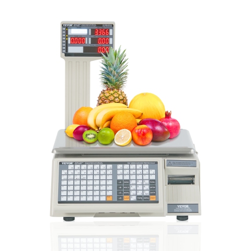 Image 1 de 9.. VEVOR Electronic Price Computing Scale, 66 LB Digital Deli Weight Scales, LCD & LED Digital Commercial Food Fruit Meat Produce Counting Weight, for