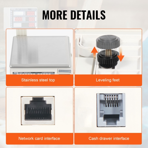 VEVOR Electronic Price Computing Scale, 66 LB Digital Deli Weight Scales, LCD & LED Digital Commercial Food Fruit Meat Produce Counting Weight, for