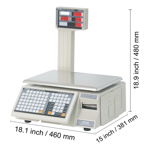 VEVOR Electronic Price Computing Scale, 66 LB Digital Deli Weight Scales, LCD & LED Digital Commercial Food Fruit Meat Produce Counting Weight, for