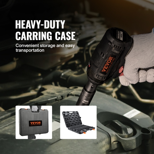 VEVOR 1/2" Drive Impact Socket Set, 23 Piece Socket Set SAE（7/16" -1"）& Metric（13-24mm）6 Point Cr-V Alloy Steel for Auto Repair with Ratchet Handle