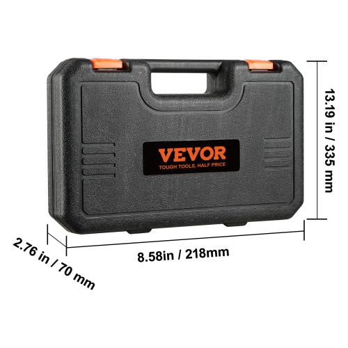 VEVOR 1/2" Drive Impact Socket Set, 23 Piece Socket Set SAE（7/16" -1"）& Metric（13-24mm）6 Point Cr-V Alloy Steel for Auto Repair with Ratchet Handle