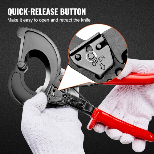 VEVOR 11" Ratcheting Cable Cutter, Wire Cutter Heavy Duty with Gloves, Strong Silicon-Manganese Spring Steel Blade-for Cutting Up to 400 mm簡 / 780