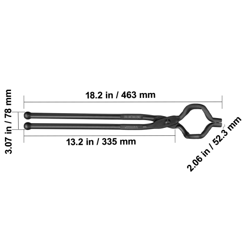 VEVOR 18” Blacksmith Tongs, Z V-Bit Tongs, Carbon Steel Forge Tongs with A3 Steel Rivets, for Knife Blades, Long Pieces, Circular Forgings, for