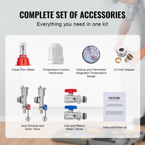 VEVOR 1/2" 12-Branch Radiant Heat Manifold, PEX Tubing Manifold, Stainless Steel PEX Manifold for Hydronic Radiant Floor Heating, Radiant Heat PEX