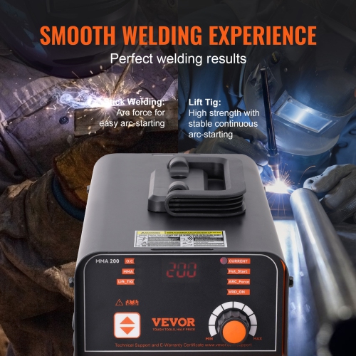 VEVOR 200A ARC/Lift TIG 2-IN-1 Stick Welder, Welding Machine with IGBT Inverter 110V/220V Portable MMA Welder Machine with Hot Start, Arc force and