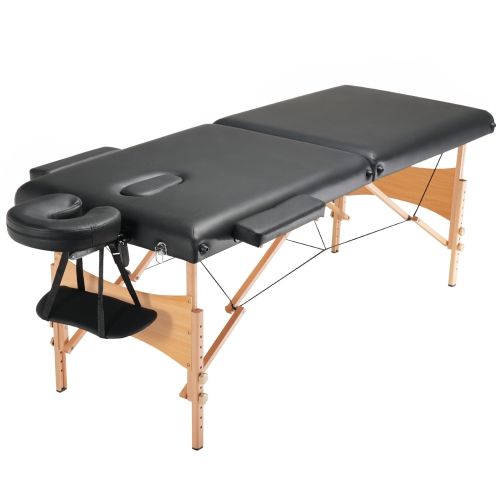 VEVOR 28" W Portable Massage Table, 2 Folding Lightweight Massage Table, 8-Level Height Adjustable Salon Tattoo Bed, Spa Table with Headrest, Hand