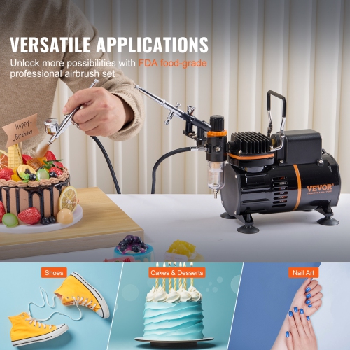 VEVOR Airbrush Kit, Dual Fan Air Compressor Professional Airbrushing System Kit with 3 Airbrushes, Holder, Color Mixing Wheel, Cleaning Brush Set,