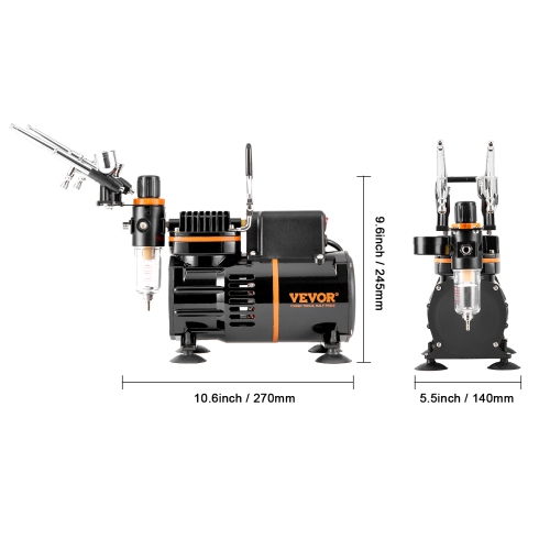 VEVOR Airbrush Kit, Dual Fan Air Compressor Professional Airbrushing System Kit with 3 Airbrushes, Holder, Color Mixing Wheel, Cleaning Brush Set,