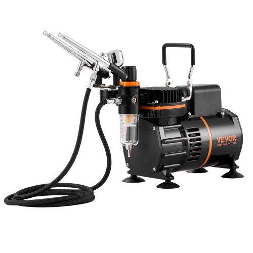 VEVOR Airbrush Kit, Dual Fan Air Compressor Professional Airbrushing System Kit with 3 Airbrushes, Holder, Color Mixing Wheel, Cleaning Brush Set,